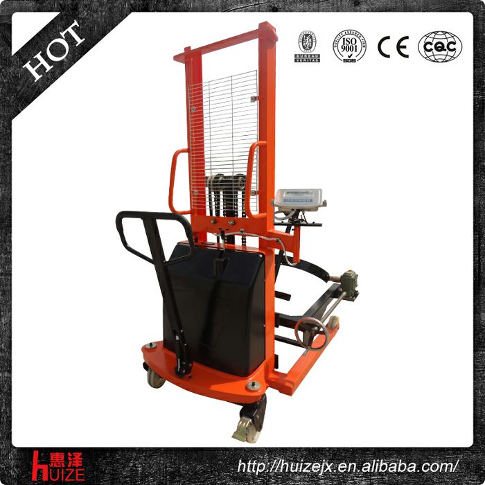 半電動(dòng)稱(chēng)重油桶車(chē)（夾鐵桶，手搖翻轉倒料）